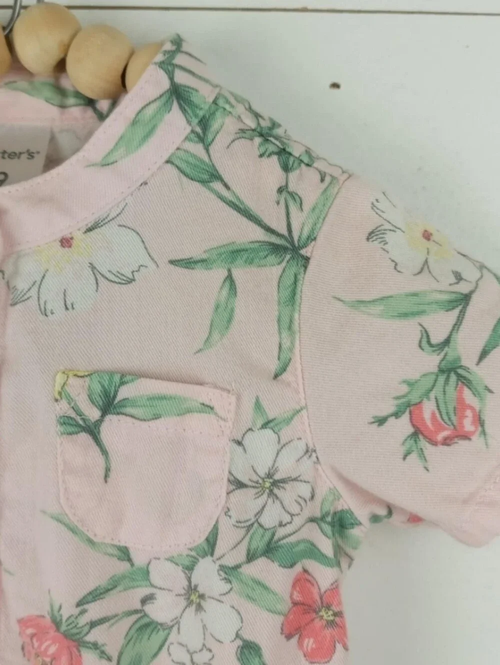 Carter’s girls size 9 mos light pink floral shirt dress with rope tie